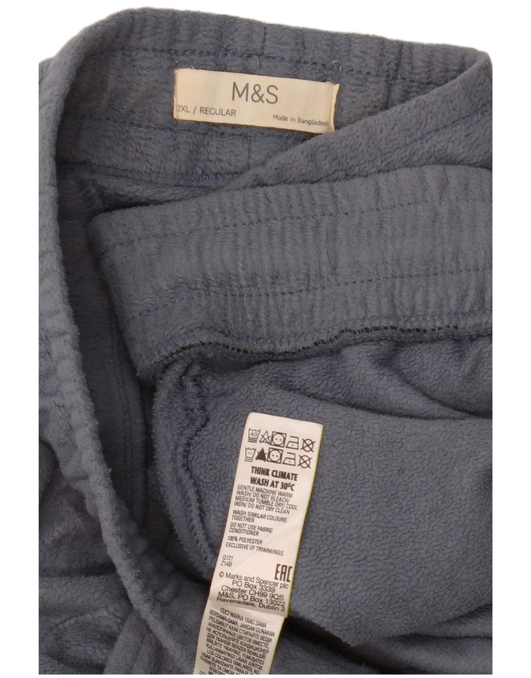 MARKS & SPENCER Ανδρική φόρμα Fleece Παντελόνι 2XL Μπλε Πολυεστέρας