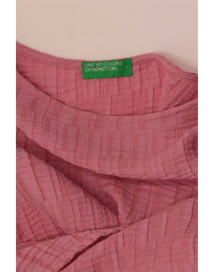 Benetton Γυναικεία Crop Μακρυμάνικη Μπλούζα Τοπ UK 14 Medium Pink