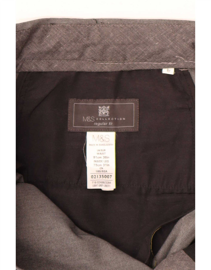Marks & Spencer Ανδρικό παντελόνι με καρφίτσα W36 L31 Γκρι Πολυεστέρας