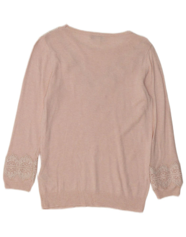 MONSOON Γυναικείο πουλόβερ με λαιμόκοψη μεγάλου μεγέθους σε σκάφος UK 8 Small Pink Paisley