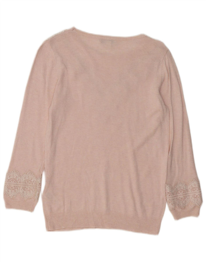 MONSOON Γυναικείο πουλόβερ με λαιμόκοψη μεγάλου μεγέθους σε σκάφος UK 8 Small Pink Paisley