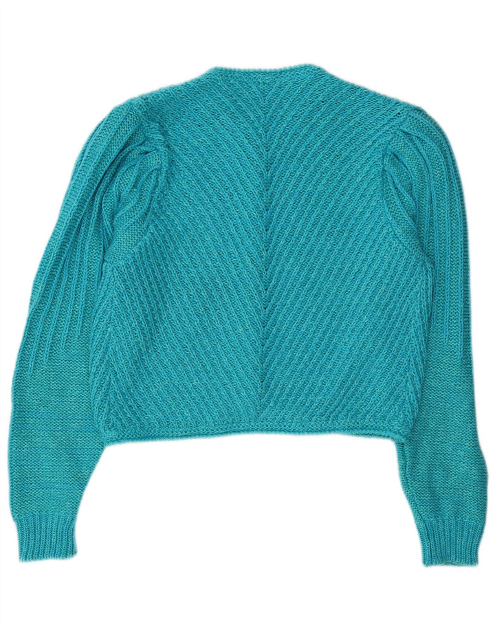 Vintage Γυναικείο Crop Cardigan πουλόβερ UK 14 Medium Blue