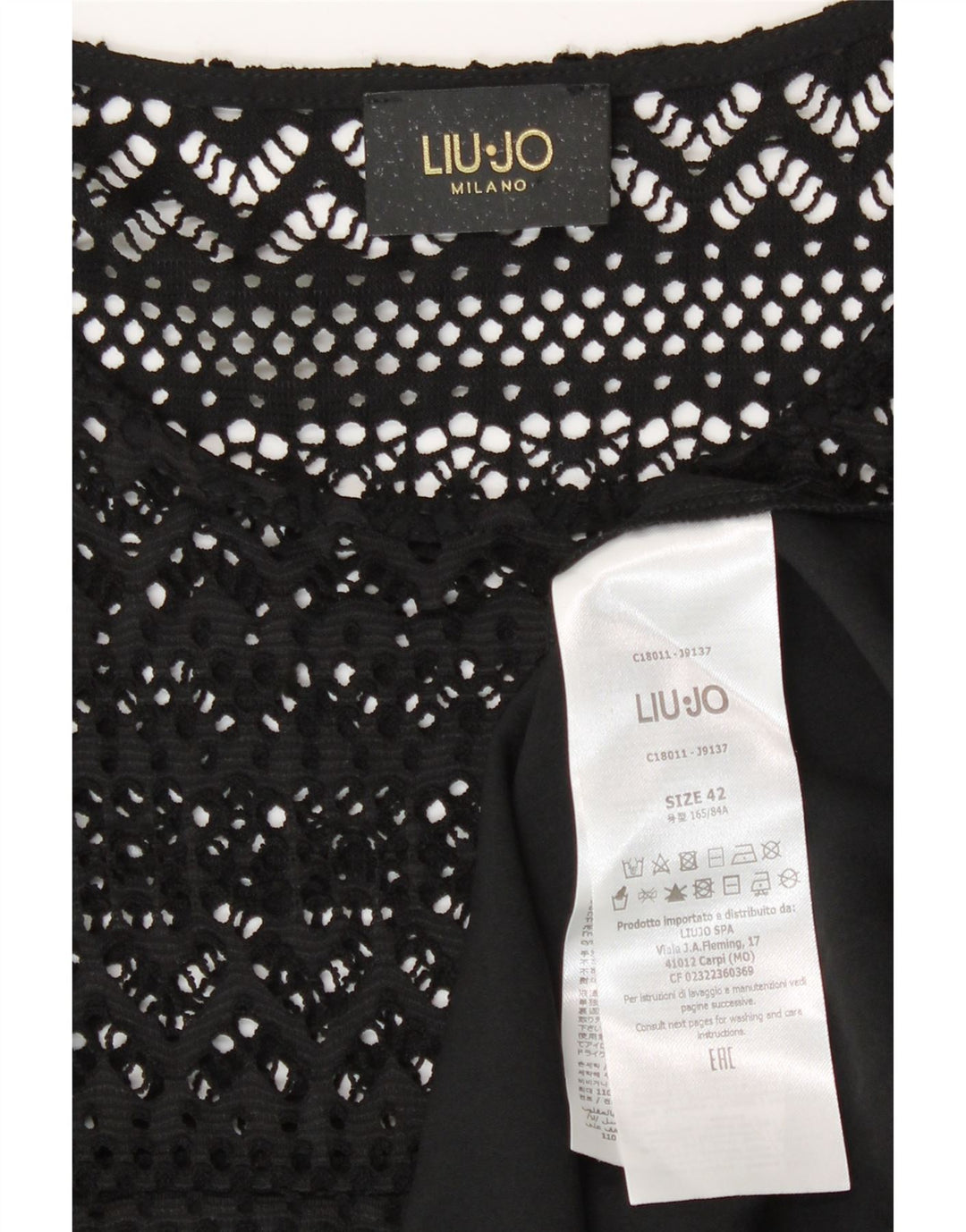 Liu Jo Γυναικείο Crochet Φόρεμα A-Line IT 42 Medium Μαύρο Πολυεστέρας