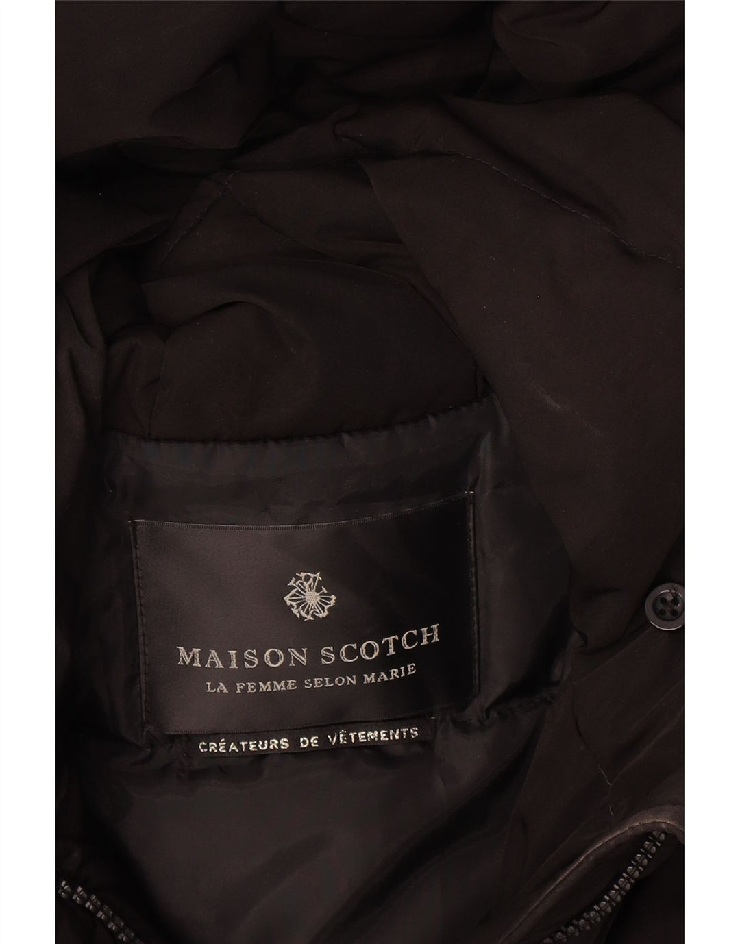 Maison Scotch Γυναικείο παλτό με κουκούλα UK 14 Μεσαίο Μαύρο Πολυεστέρας