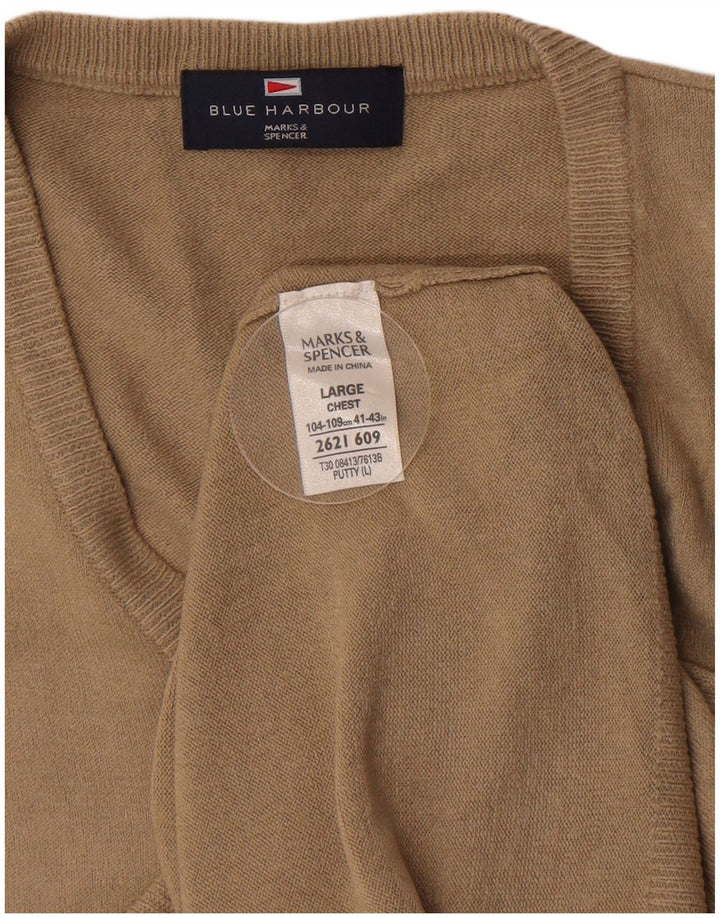 Marks & Spencer Ανδρικό Μπλε Γιλέκο Harbor Tank Top Μεγάλο Μπεζ Ακρυλικό