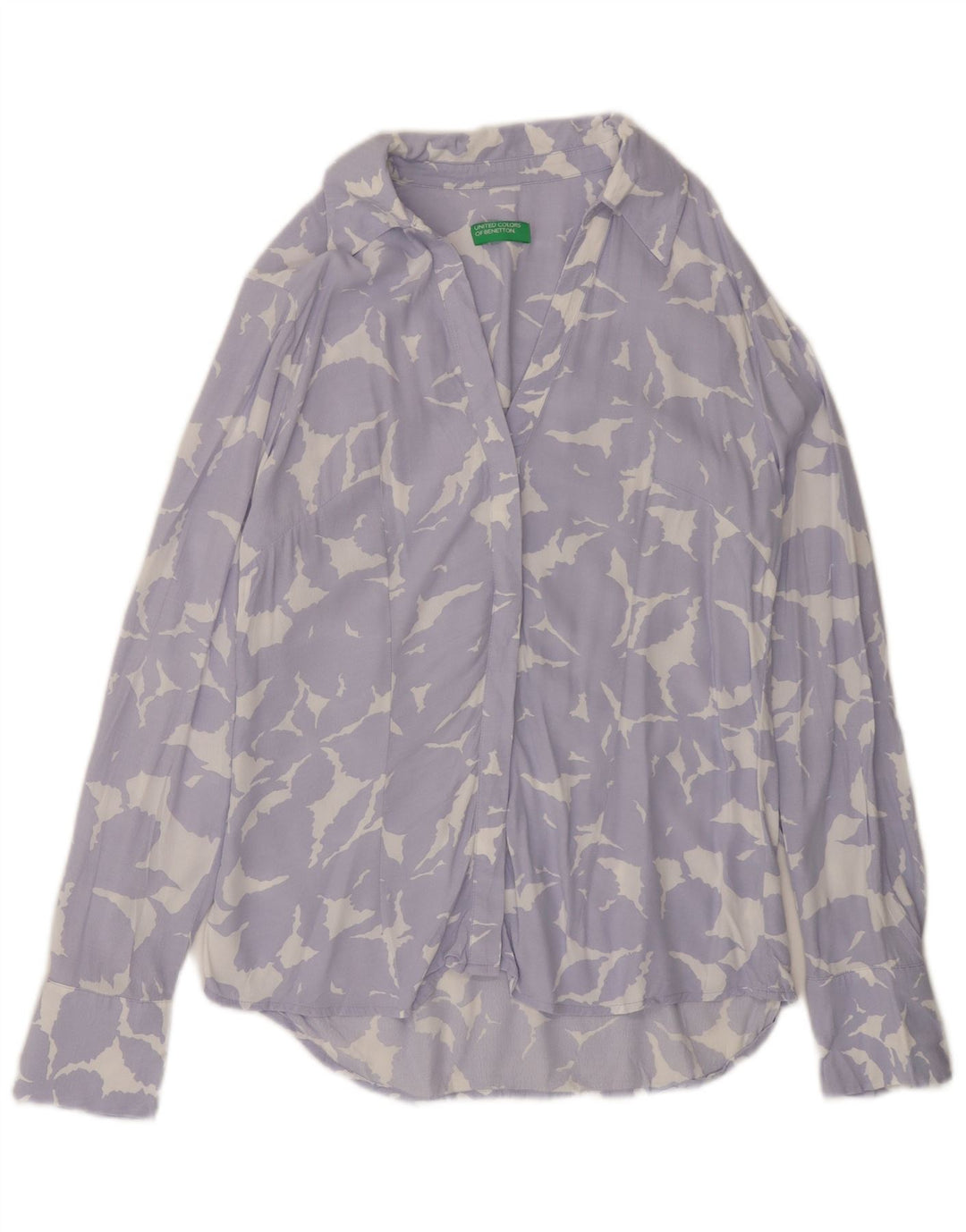 BENETTON Γυναικείο πουκάμισο UK 14 Medium Purple Floral Viscose