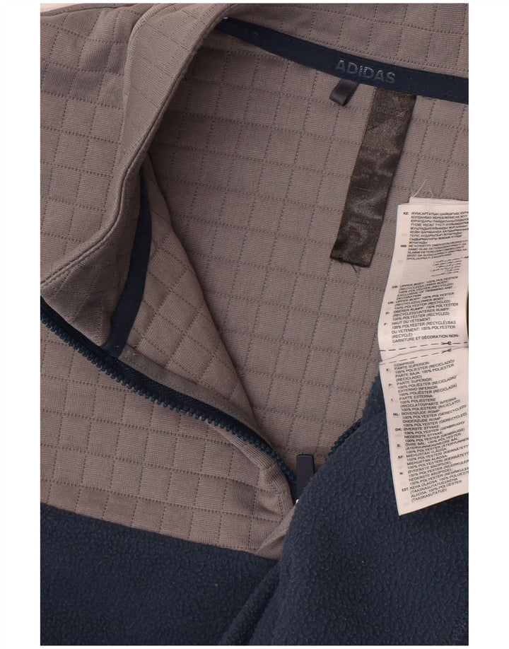 Adidas Ανδρικό φερμουάρ με λαιμόκοψη Fleece Jumper Medium Navy Blue Colourblock Πολυεστέρας