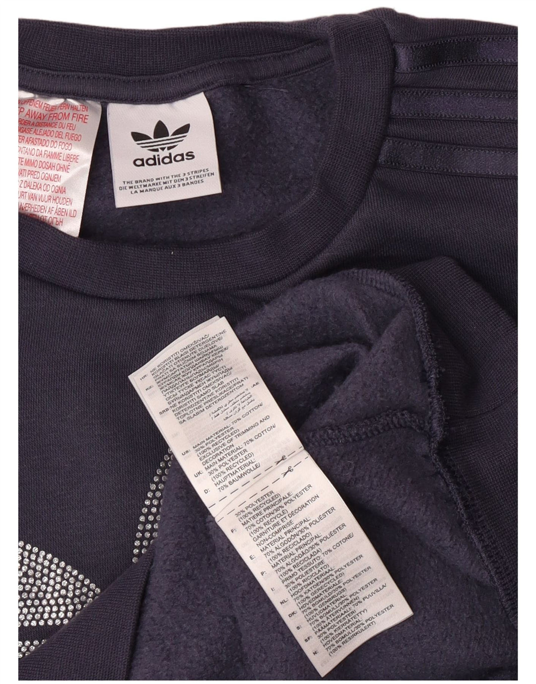 Γυναικείο γραφικό φούτερ ADIDAS Jumper UK 12 Medium Navy Blue Cotton