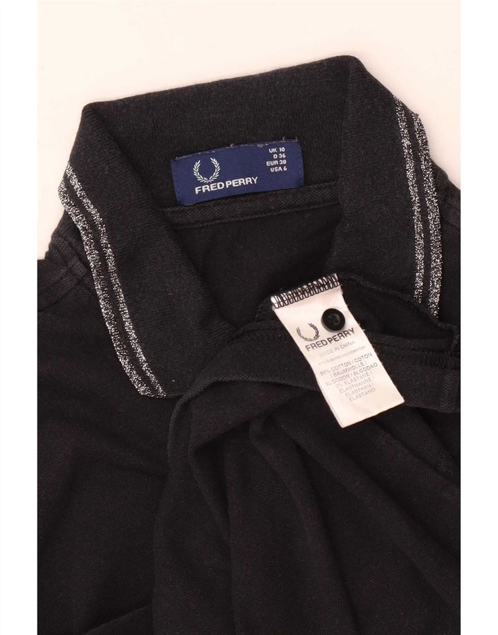 Fred Perry Γυναικείο πουκάμισο πόλο UK 10 Small μαύρο βαμβακερό