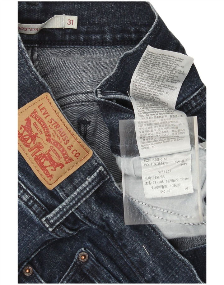 Levi's Womens 505 Straight Jeans W31 L32 Navy Blue Cotton