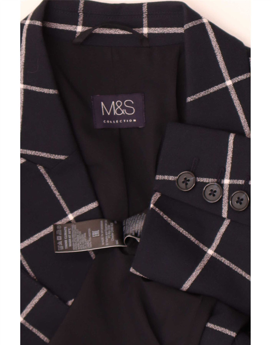 Marks & Spencer Γυναικείο σακάκι UK 12 Medium Navy Blue Check