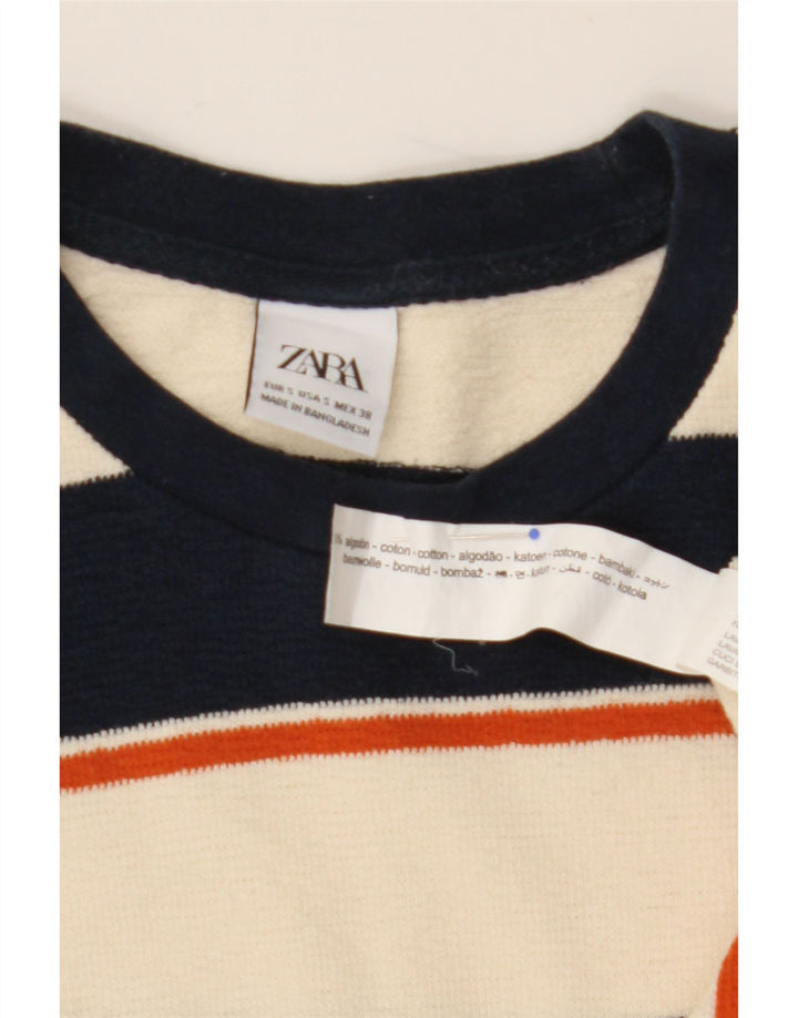 ZARA Ανδρικό T-Shirt Top Μικρό Μπεζ ριγέ βαμβακερό