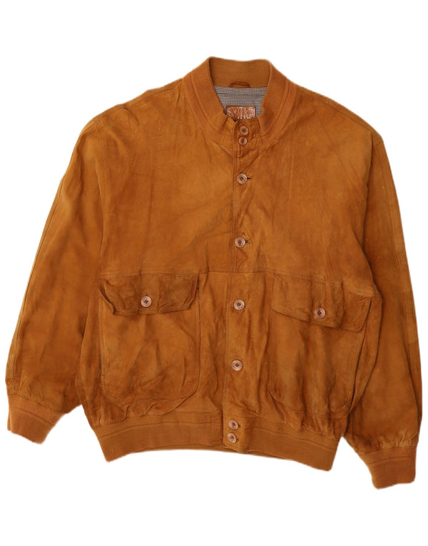Vintage Ανδρικό Suede Bomber Jacket UK 42 XL Καφέ Δερμάτινο