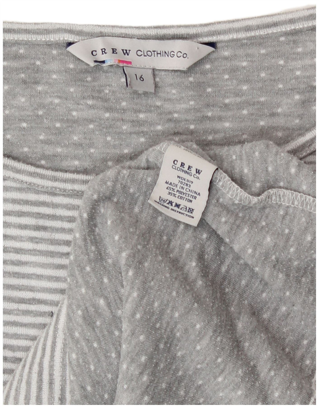 Crew Clothing Γυναικεία τοπ 3/4 μανίκια UK 16 μεγάλο γκρι ριγέ πολυεστέρα