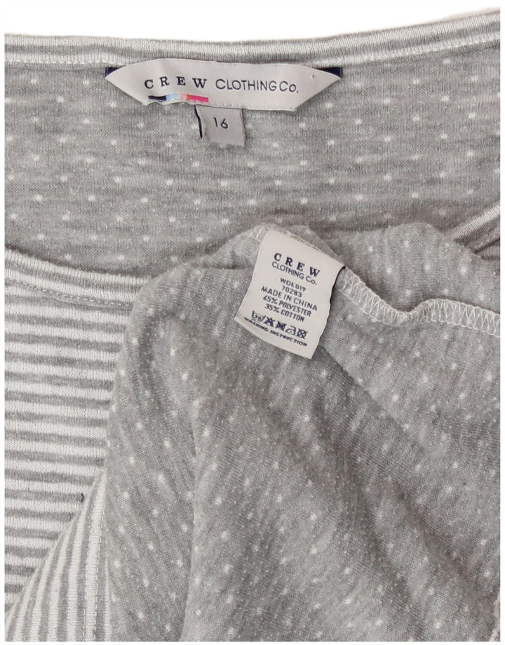 Crew Clothing Γυναικεία τοπ 3/4 μανίκια UK 16 μεγάλο γκρι ριγέ πολυεστέρα