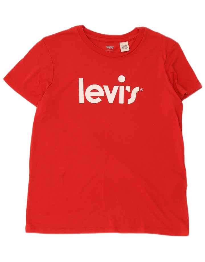 Γυναικείο γραφικό T-Shirt Levi's Top UK 12 Medium Red Modal