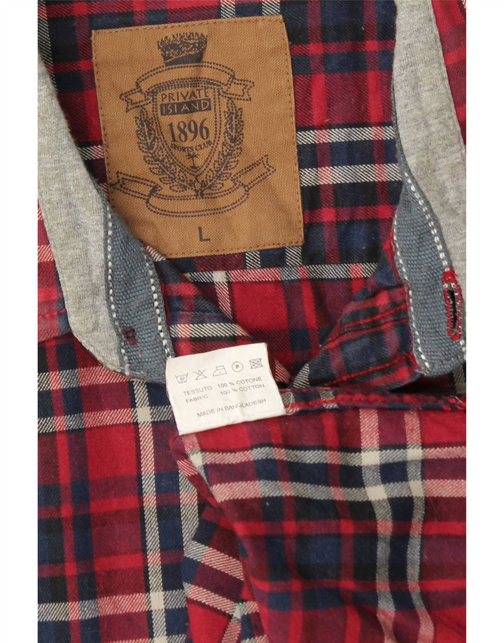 VINTAGE Mens Flannel Shirt Large Red Check Cotton