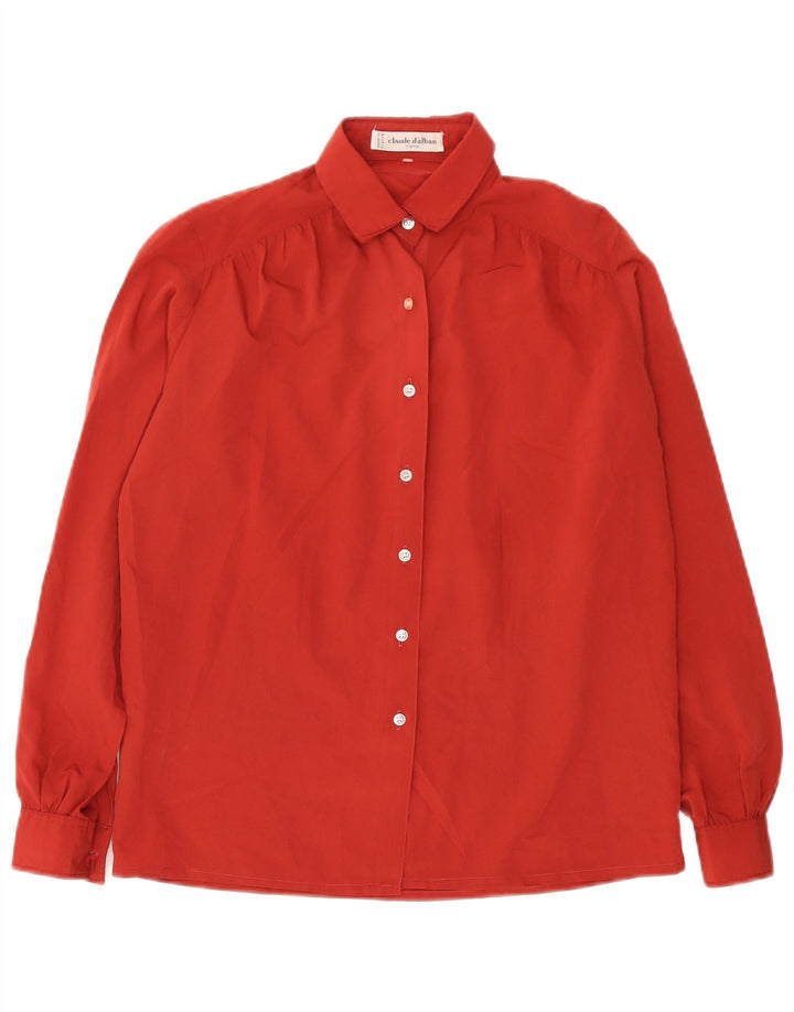 Vintage γυναικείο πουκάμισο μπλούζα UK 14 Large μπορντό πολυεστέρας