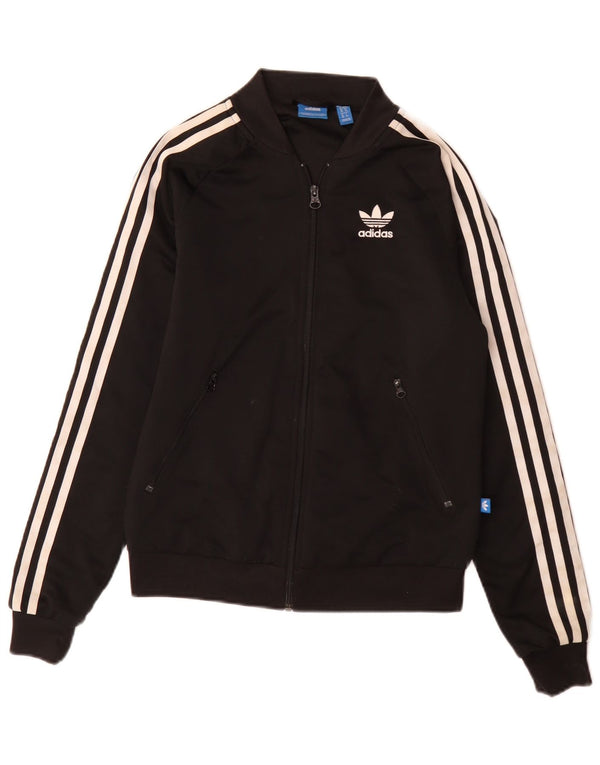 Adidas Γυναικεία φόρμα γυμναστικής γραφικά Loose Fit Top Jacket UK 6 XS Black Sports