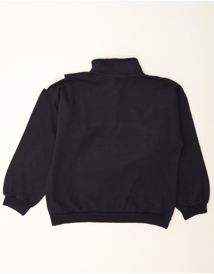 Vintage γραφικό ανδρικό φούτερ Jumper Medium Navy Blue Colourblock
