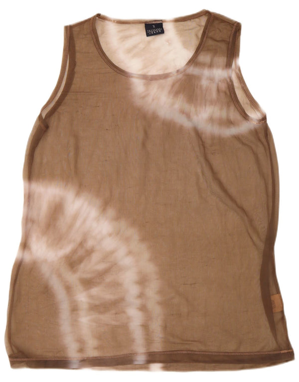 Trussardi Jeans γυναικείο γιλέκο UK 16 Large Beige Tie Dye Polyamide