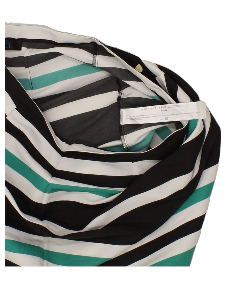 TWIN-SET Womens Mini Skirt Large W32  Multicoloured Striped Polyester Vintage Twin-Set and Second-Hand Twin-Set from Messina Hembry 