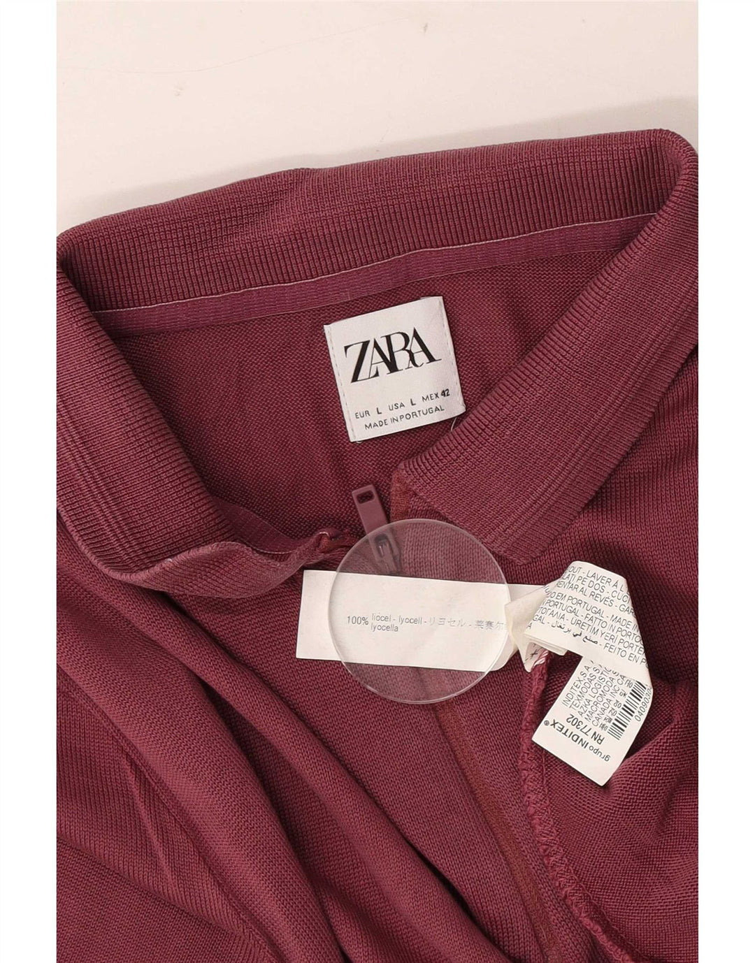 Zara Ανδρικό πουκάμισο polo μεγάλο μπορντό Lyocell