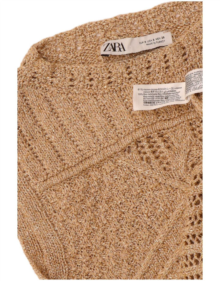 ZARA Γυναικείο γιλέκο Crop Tank Top UK 8 Small Gold Viscose