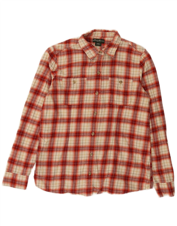 Γυναικείο φανελένιο πουκάμισο Eddie Bauer UK 14 μεσαίο κόκκινο βαμβακερό καρό