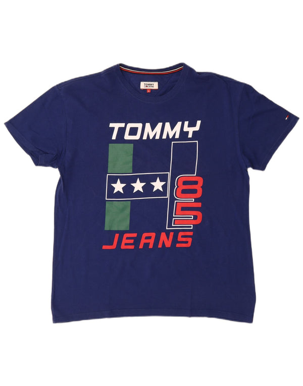 Tommy Hilfiger Ανδρικό γραφικό T-Shirt Top Large Navy Blue από βαμβάκι