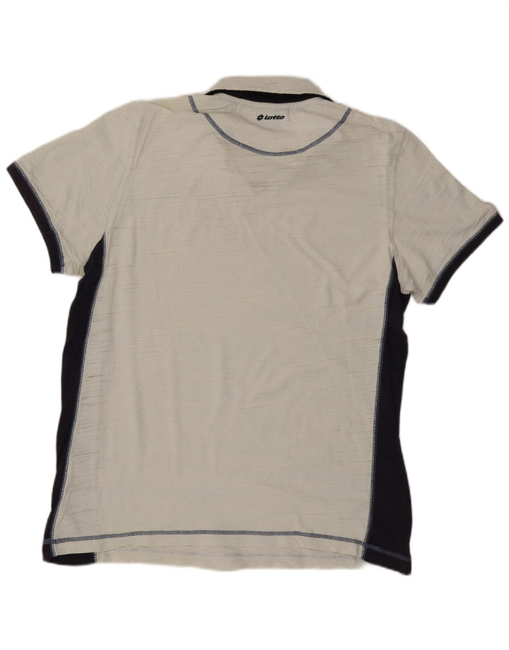 Ανδρικό γραφικό πόλο μπλουζάκι Lotto 2XL Λευκό, βαμβακερό