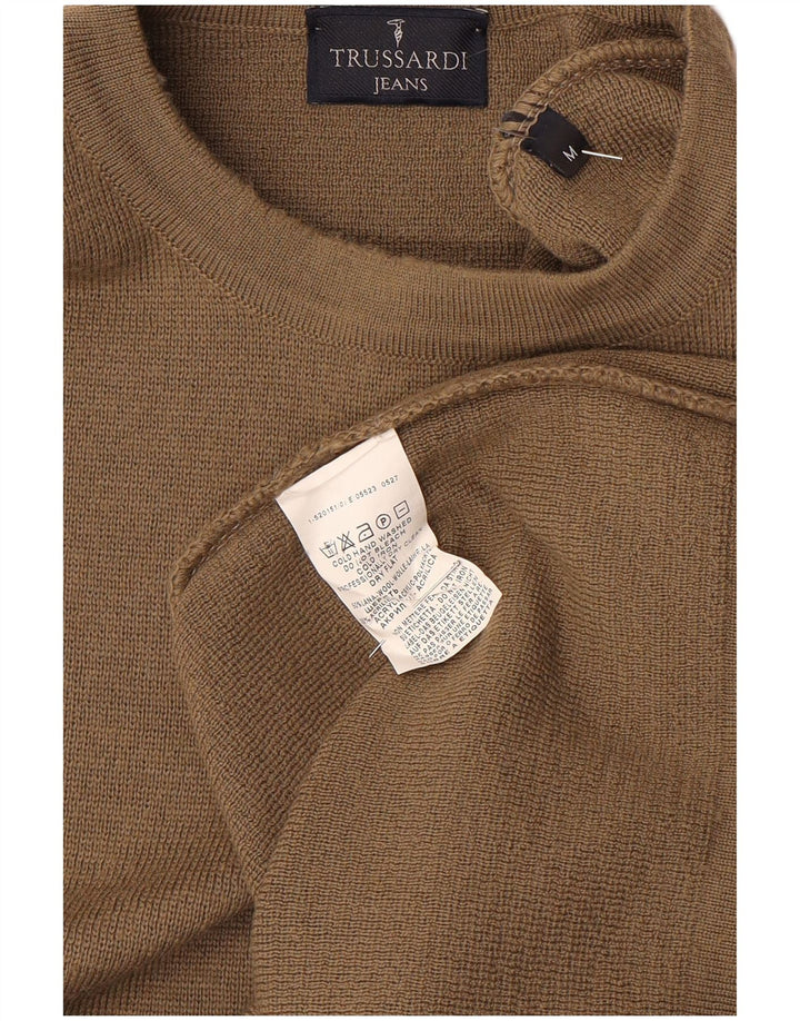 Πουλόβερ Trussardi Jeans Ανδρικό πουλόβερ με λαιμόκοψη μεσαίου καφέ μαλλί