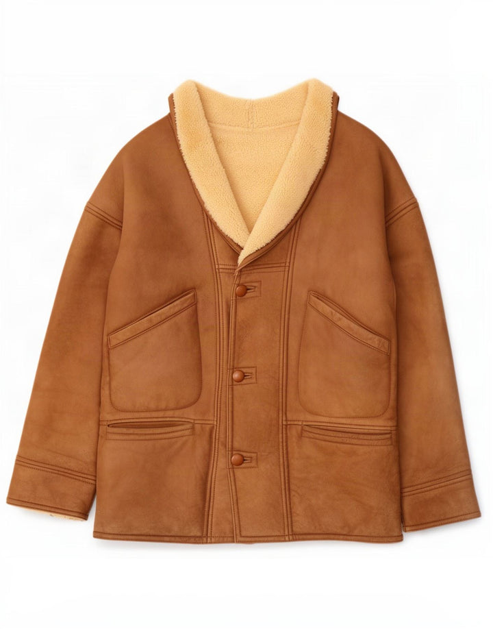 Vintage Ανδρικό Shearling Jacket UK 40 Large Brown