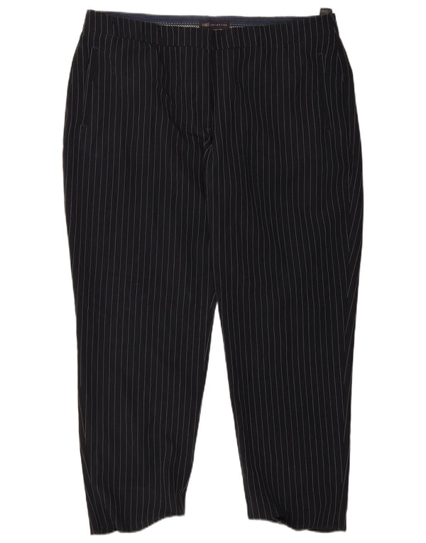 Marks & Spencer Γυναικείο παντελόνι Chino UK 20 2XL W38 L27 Navy Blue ριγέ