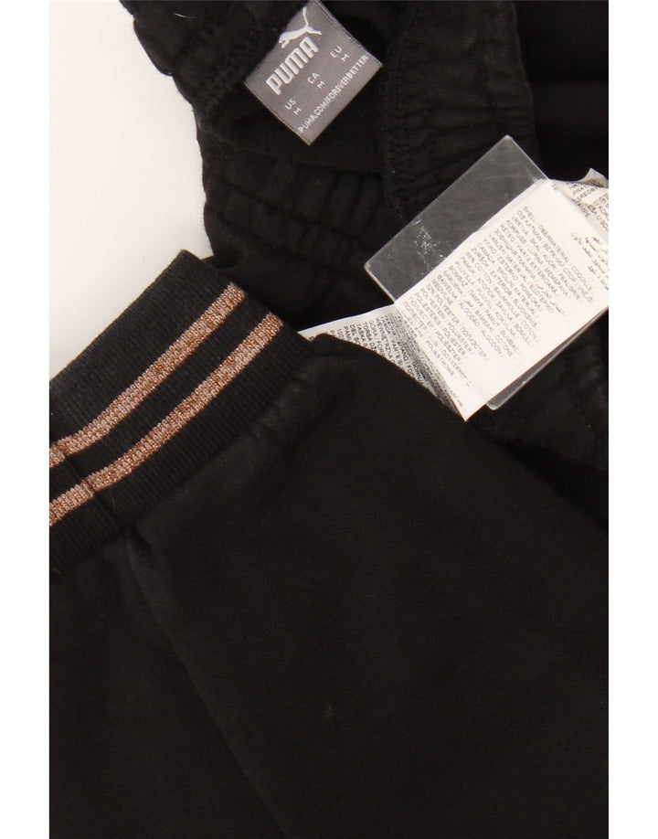 Γυναικεία αθλητική φόρμα γραφικών Puma παντελόνι Joggers UK 14 μεσαίο μαύρο βαμβακερό