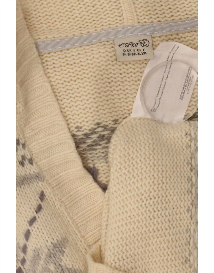 ESPRIT Γυναικείο πουλόβερ με κουκούλα UK 18 XL Beige Fair Isle Wool