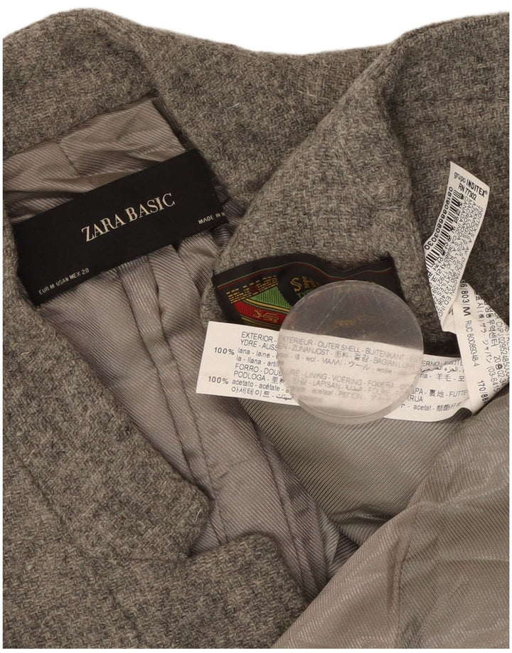 Zara Γυναικείο σακάκι Longline Blazer UK 12 Medium Grey Wool