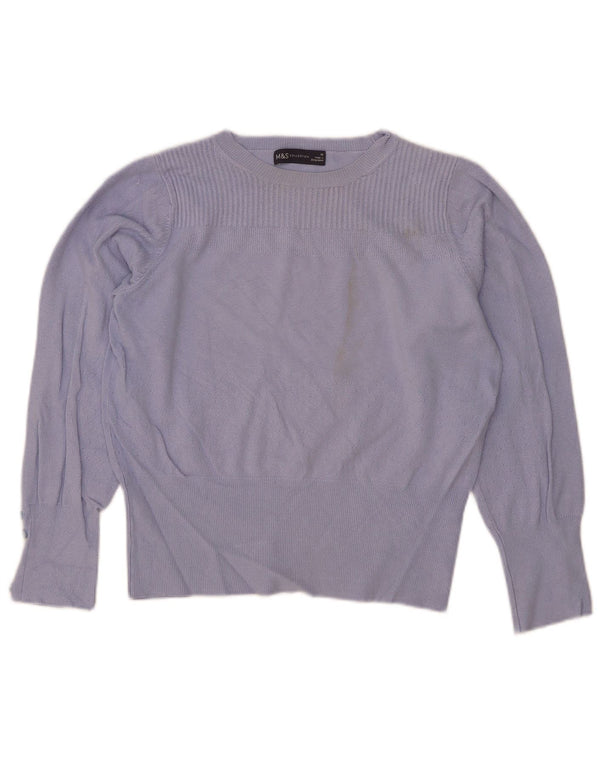 Marks & Spencer Γυναικείο Crop Boat Neck Jumper πουλόβερ UK 10 Small Blue