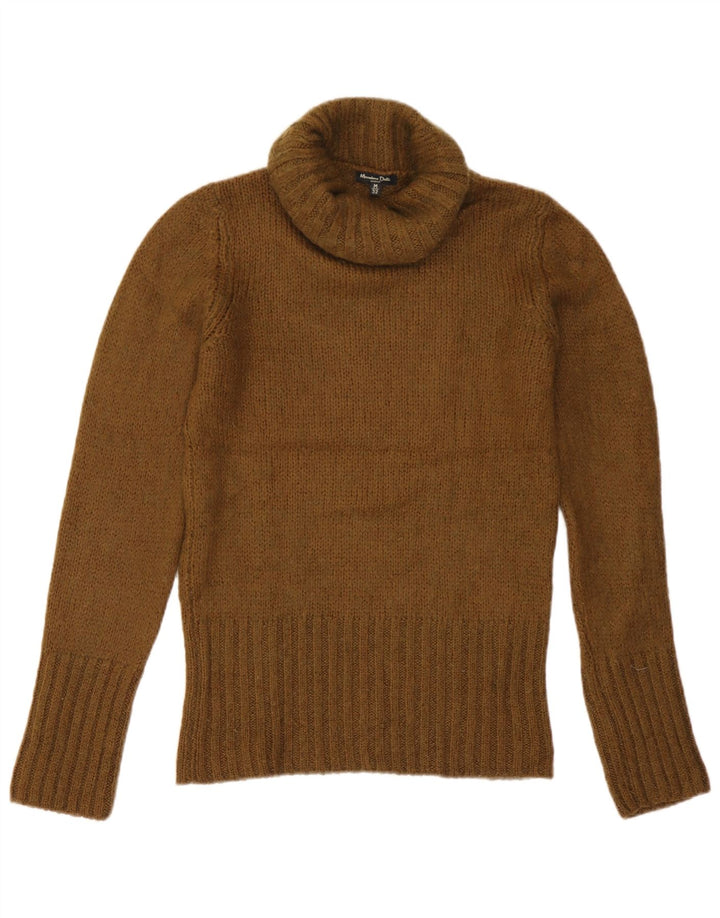 Massimo Dutti Γυναικείο πουλόβερ με ρολό λαιμόκοψη UK 12 Medium Khaki Ακρυλικό
