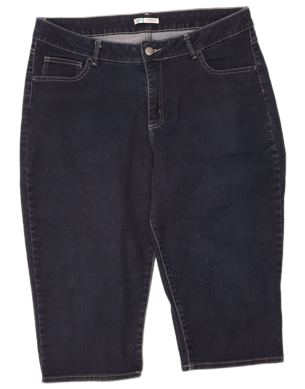LEE Womens Riders Mid Rise Capri Jeans W36 L18 Navy Blue
