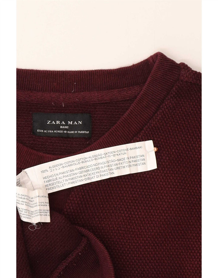 Ανδρικό φούτερ Zara Jumper από μεσαίο βαμβακερό μπορντό