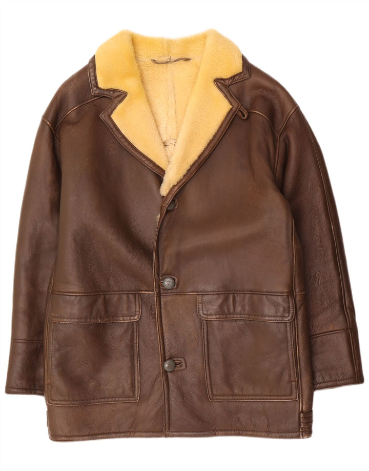 Vintage Ανδρικό παλτό Shearling UK 40 Large Brown