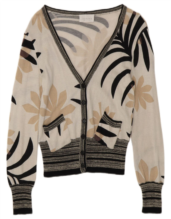 Γυναικείο πουλόβερ ICEBERG Cardigan UK 6 XS Off White Floral βαμβακερό