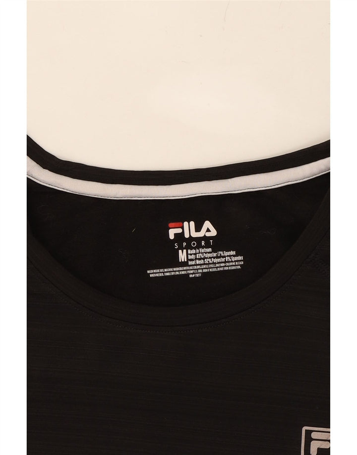 FILA Womens Top Long Sleeve UK 12 Medium Black Polyester Vintage Fila and Second-Hand Fila from Messina Hembry 