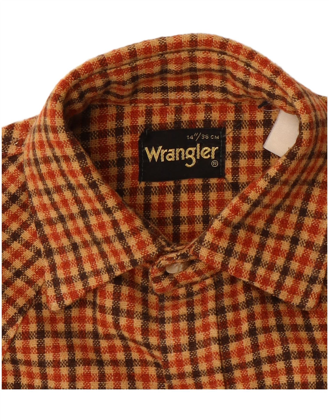 Ανδρικό φανελένιο πουκάμισο Wrangler μεγέθους 14 Small Orange Check