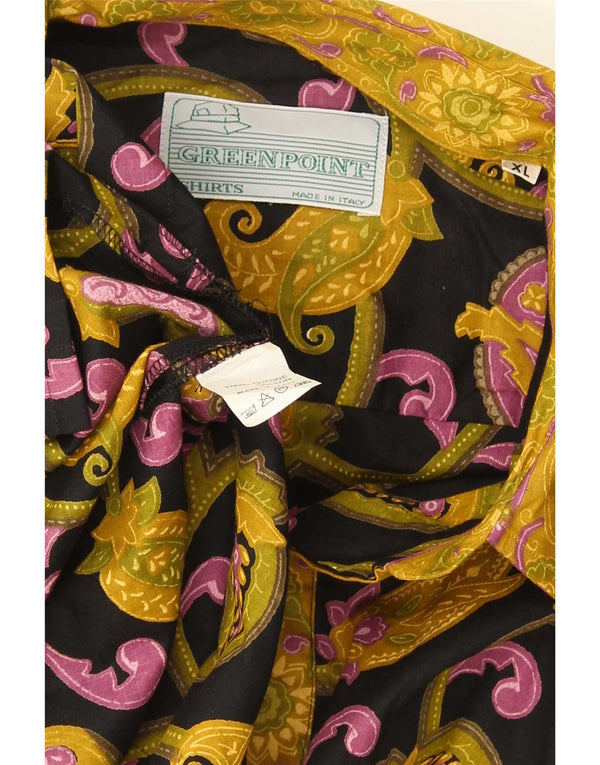 Vintage ανδρικό κοντομάνικο πουκάμισο XL μαύρο Paisley βαμβακερό