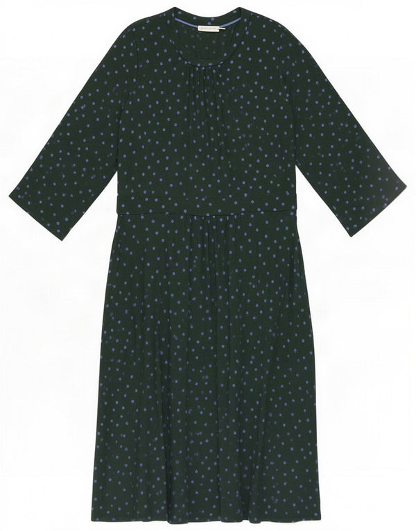 Boden Γυναικείο φόρεμα 3/4 με μανίκια A-Line UK 22 3XL Πράσινη πουά βισκόζη