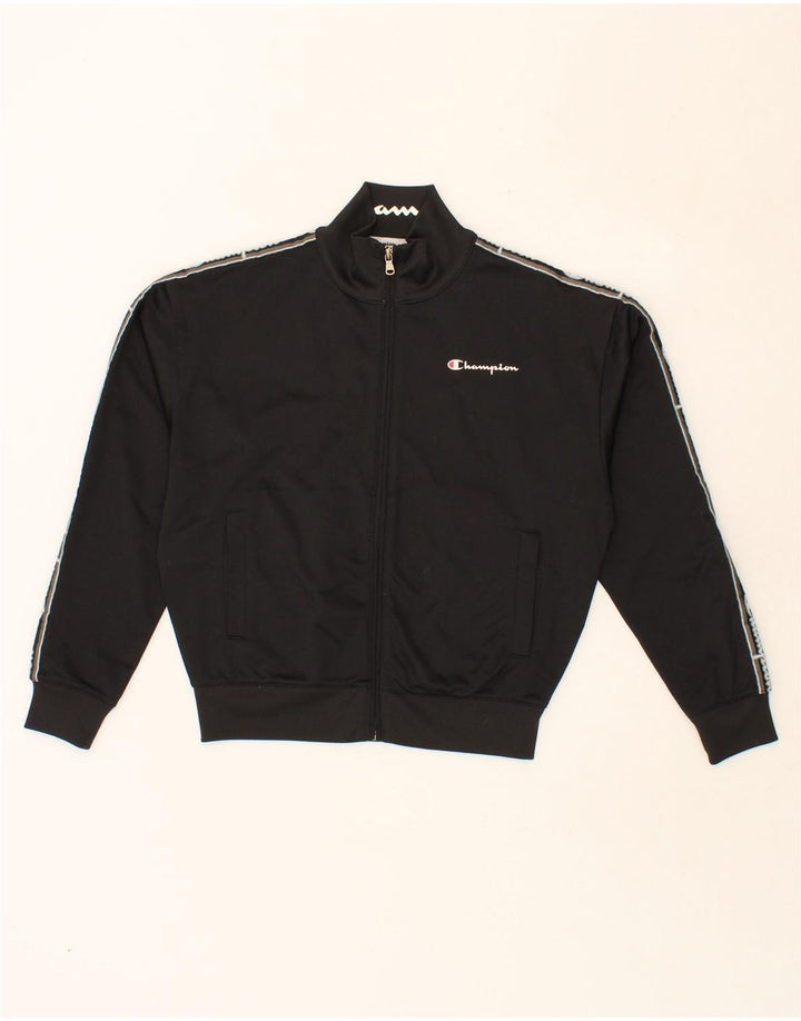 CHAMPION Womens Oversized Graphic Tracksuit Top Jacket UK 6 XS Black Vintage Champion and Second-Hand Champion from Messina Hembry 