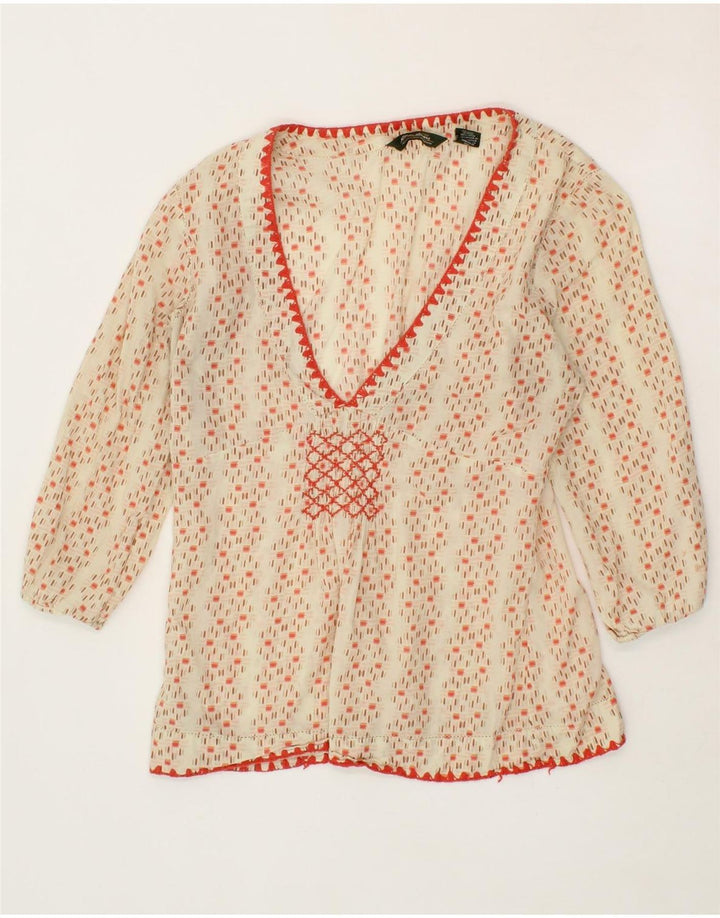 EDDIE BAUER Womens Abstract Pattern Blouse Top UK 10 Small Beige Vintage Eddie Bauer and Second-Hand Eddie Bauer from Messina Hembry 