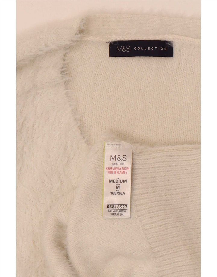 Marks & Spencer Γυναικείο πουλόβερ με V λαιμόκοψη UK 12 Medium Off White
